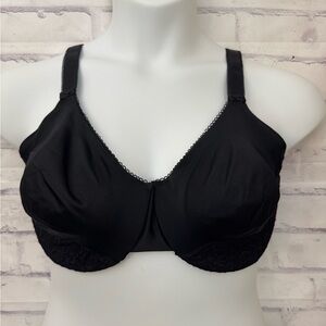 Olga Bra Size 40DD Luxury Lift Underwire Style 35063 Unlined Lace Black